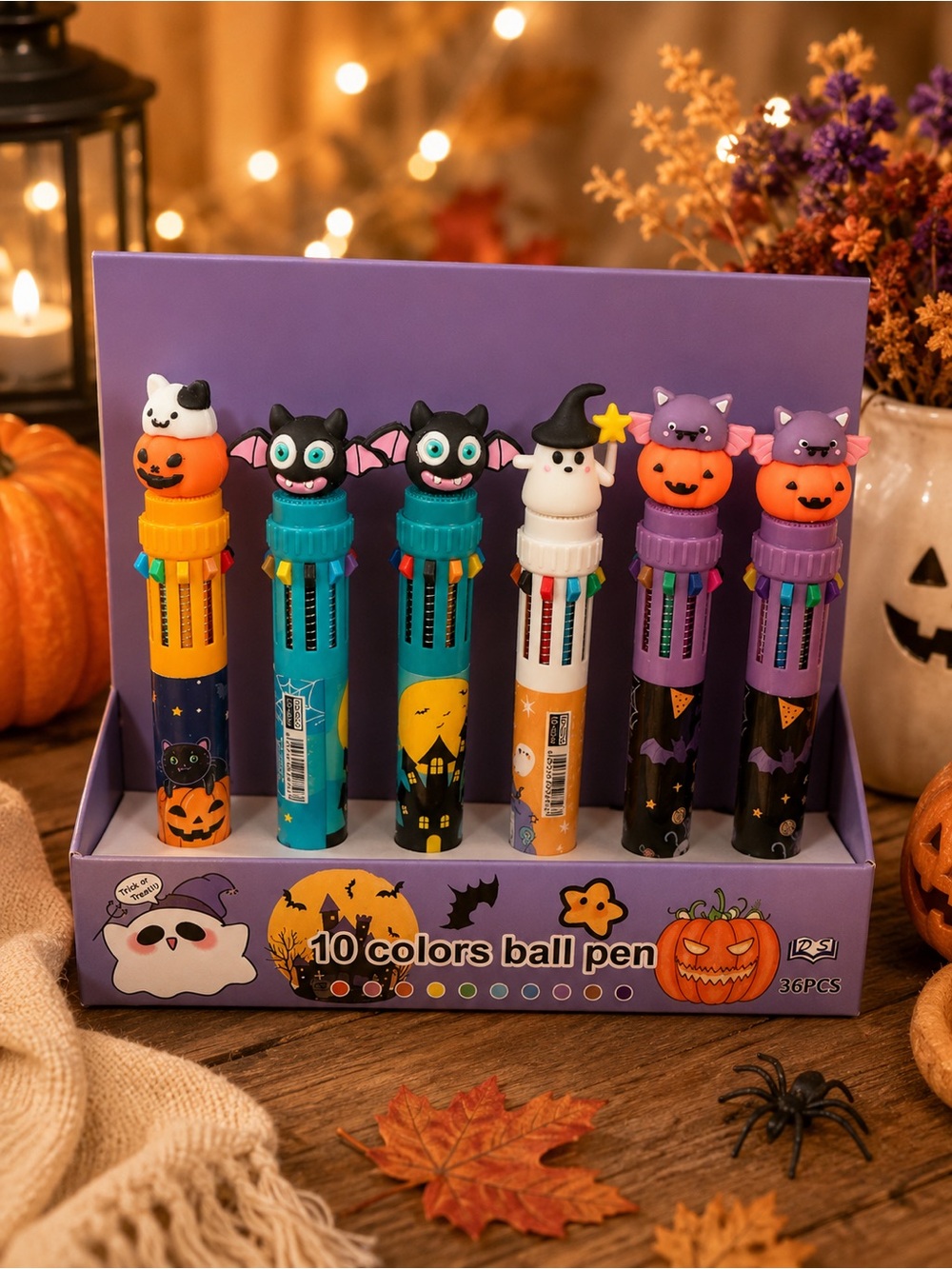 6 Halloween assorted pens comes with 10 colors